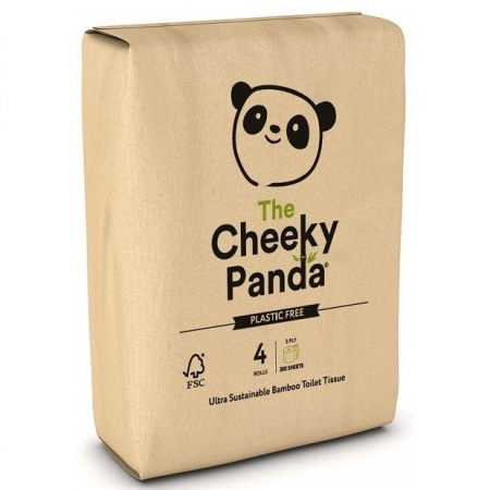THE CHEEKY PANDA 100% Bambusowy Papier toaletowy 4 rolki - opakowanie PLASTIC FREE